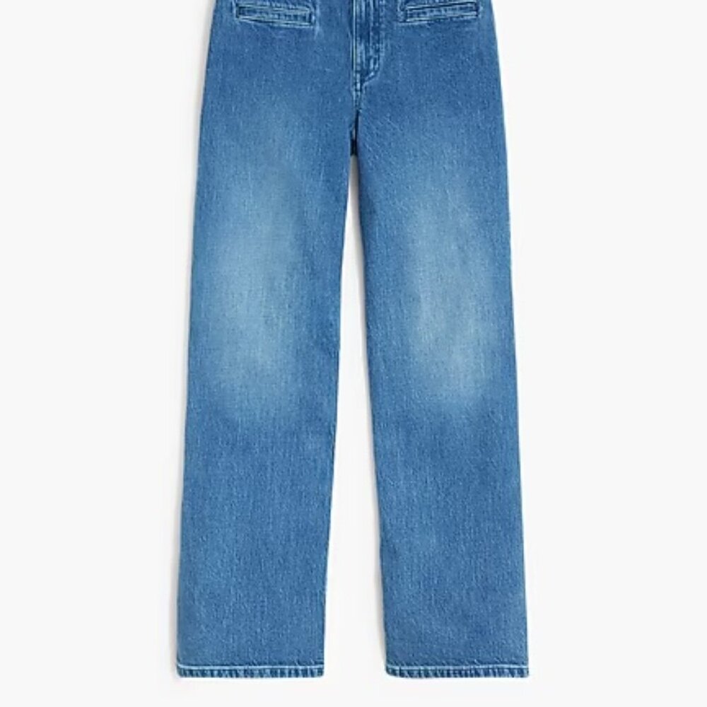 J Crew Wide-Leg Cropped Jean with Welt Pockets in Turq Lake Wash Size 35